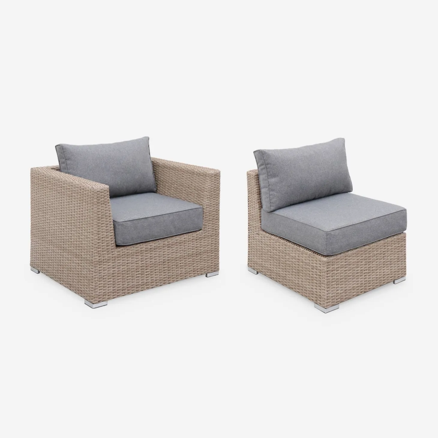 Loungeset 5 plaatsen, rond wicker
