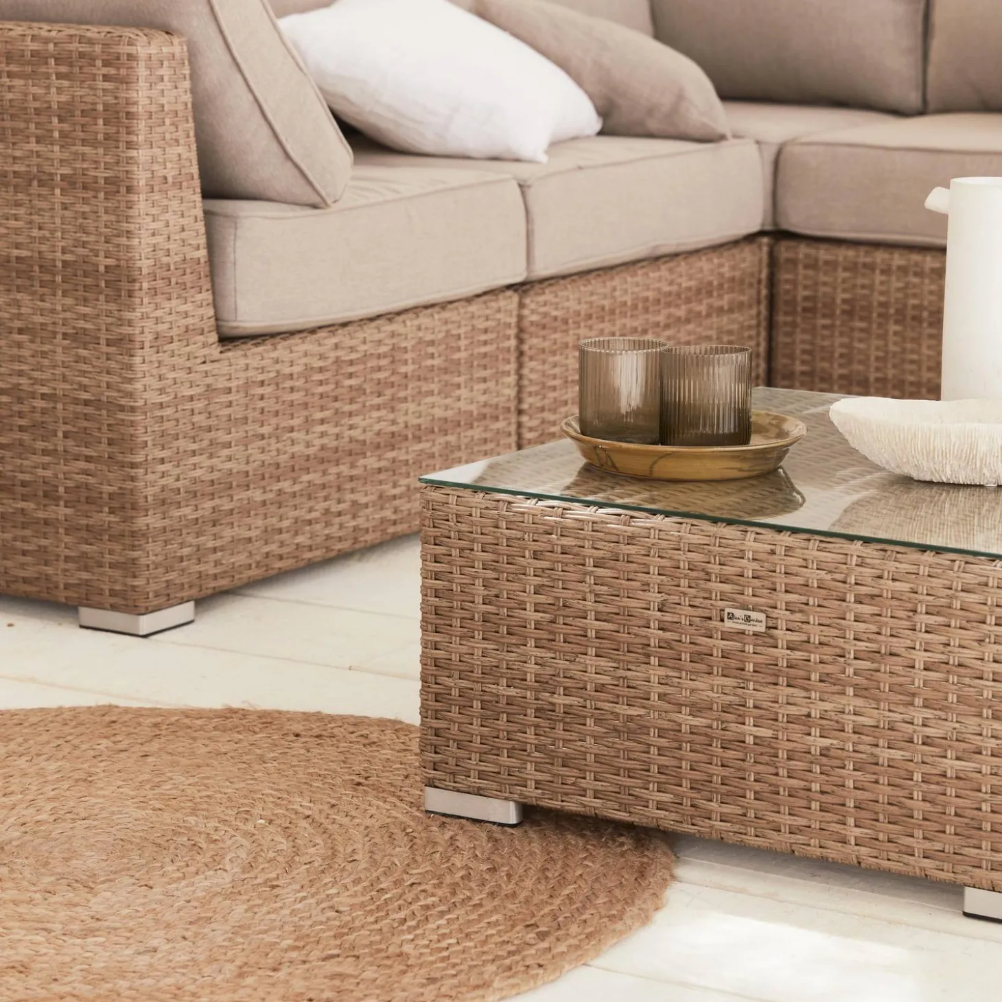 Loungeset 14 plaatsen, rond wicker