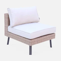 Loungeset plat wicker, 5 plaatsen