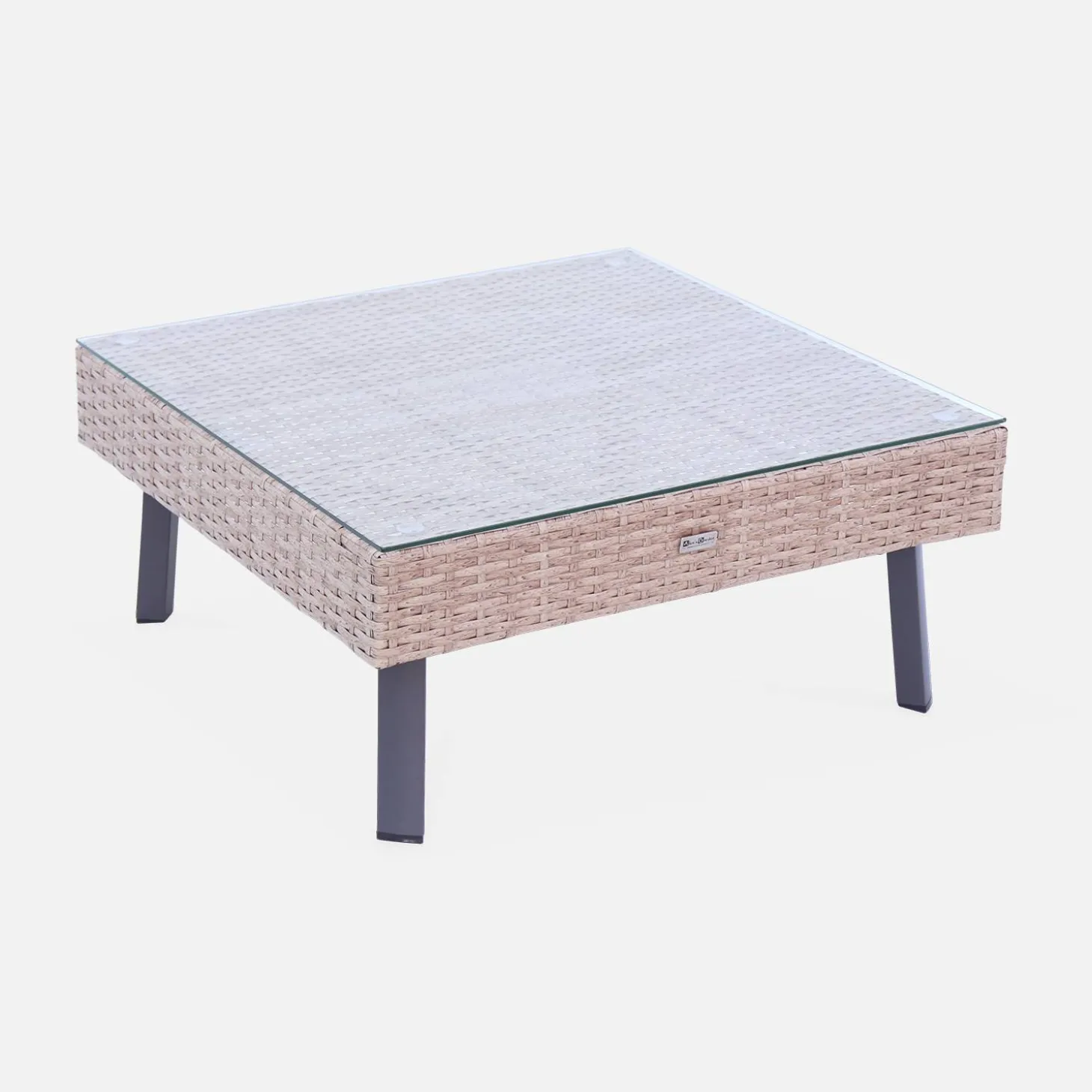 Loungeset plat wicker, 5 plaatsen