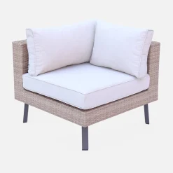 Loungeset plat wicker, 5 plaatsen