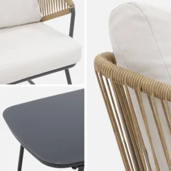 Loungeset van metaal en natuurlijk hars, 4 zits