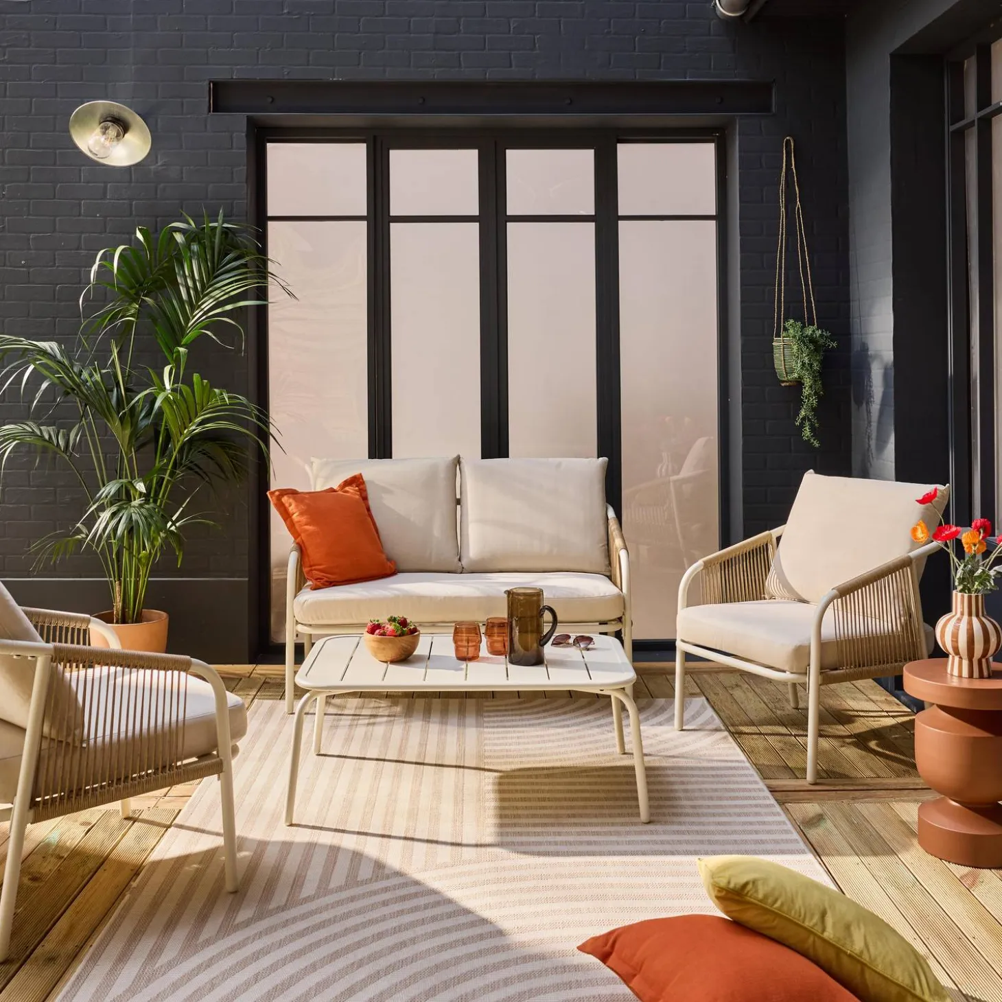 Loungeset van staal, 4 personen