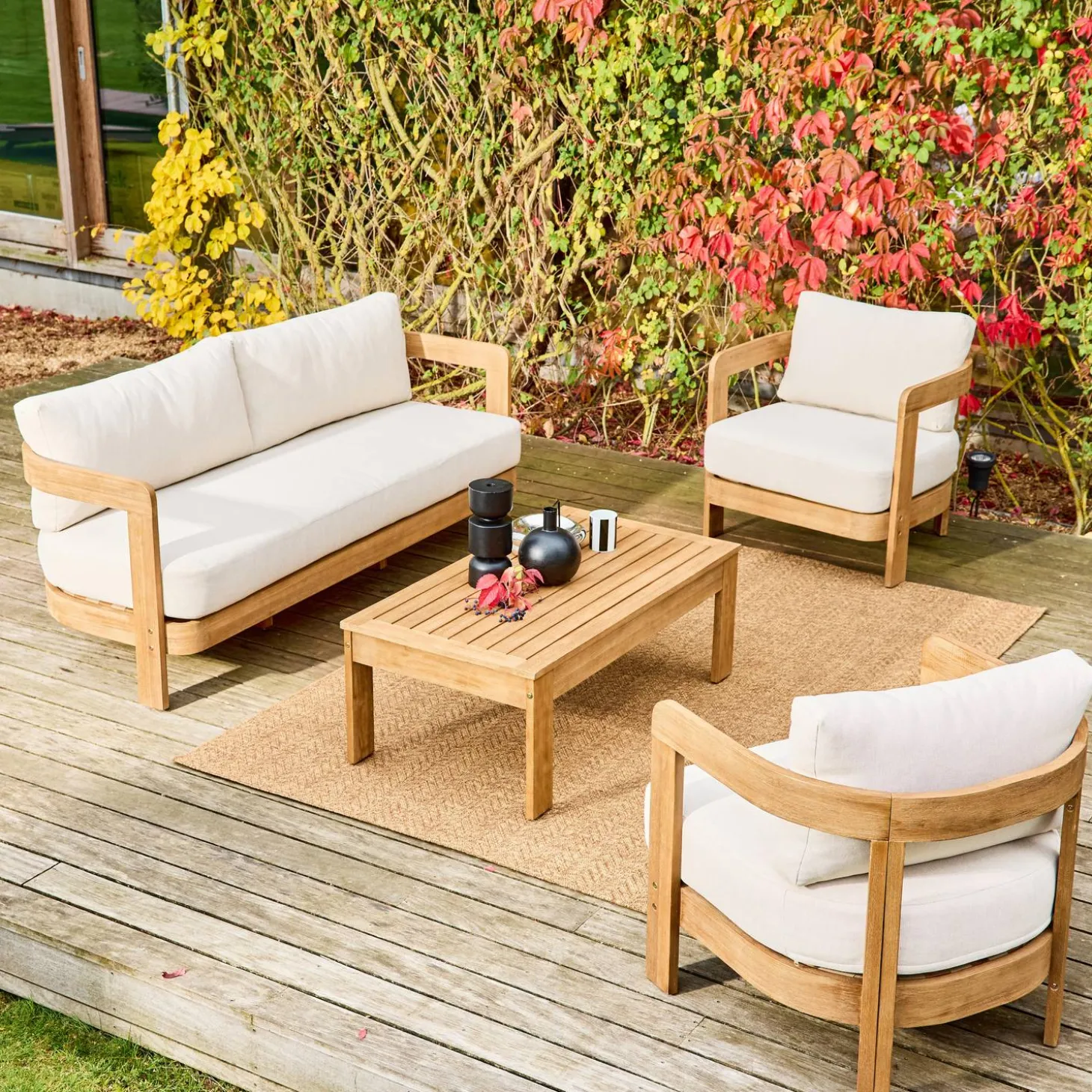 Loungeset voor 4 personen van acaciahout