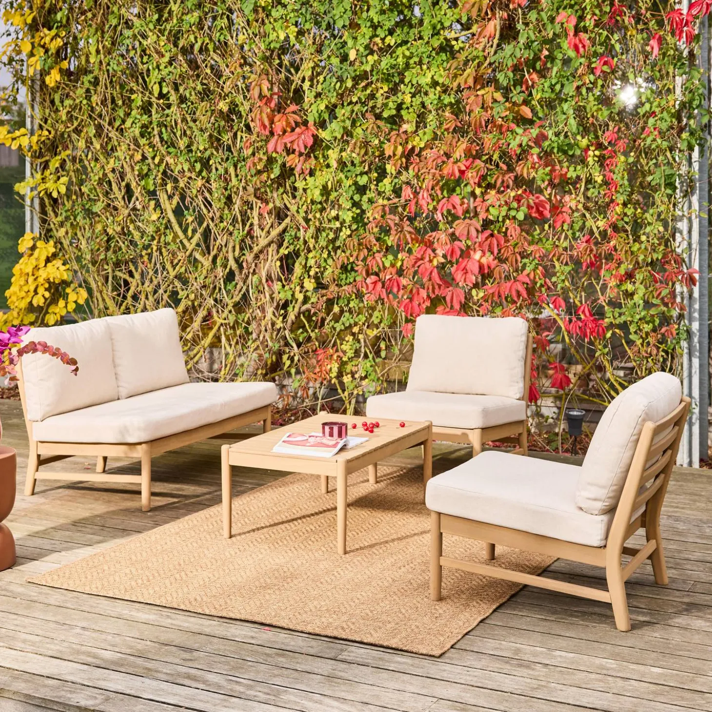 Loungeset voor 4 personen van acaciahout