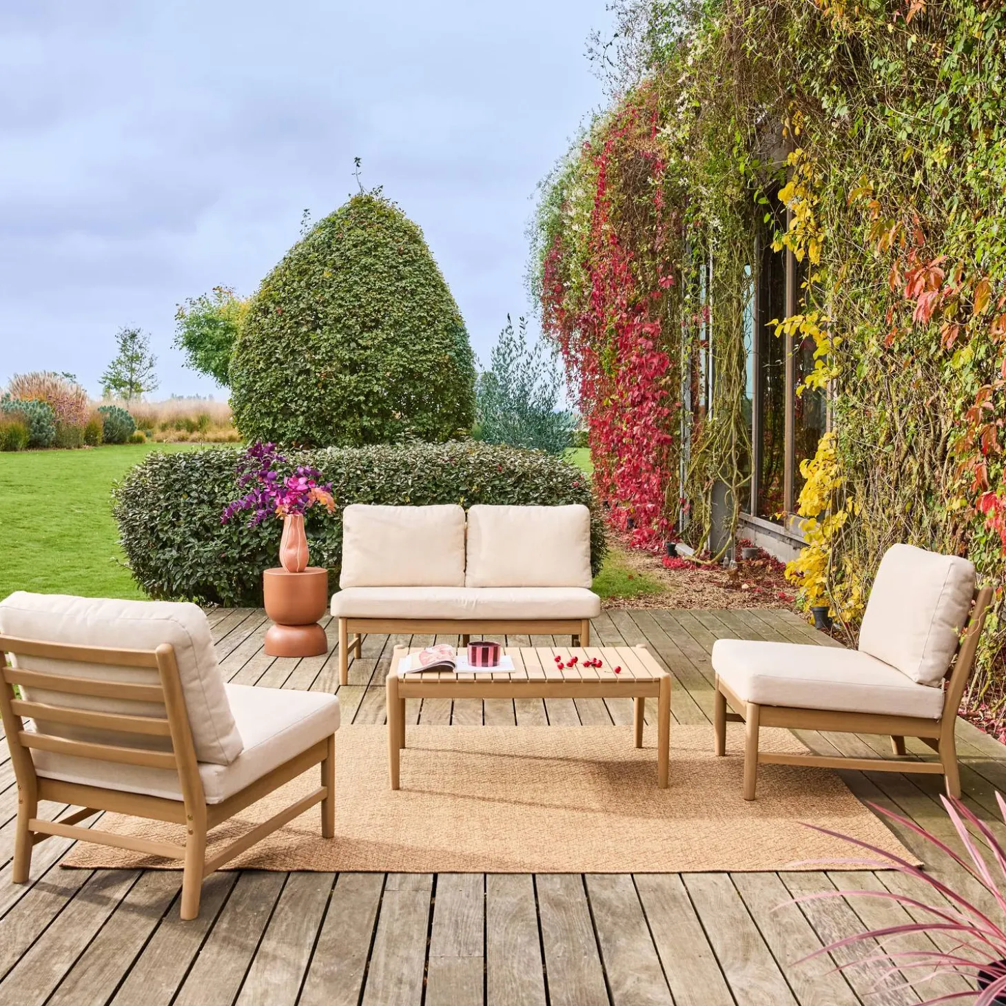 Loungeset voor 4 personen van acaciahout