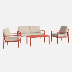 Loungeset 4 zitplaatsen aluminium