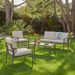 Loungeset 4 zitplaatsen aluminium