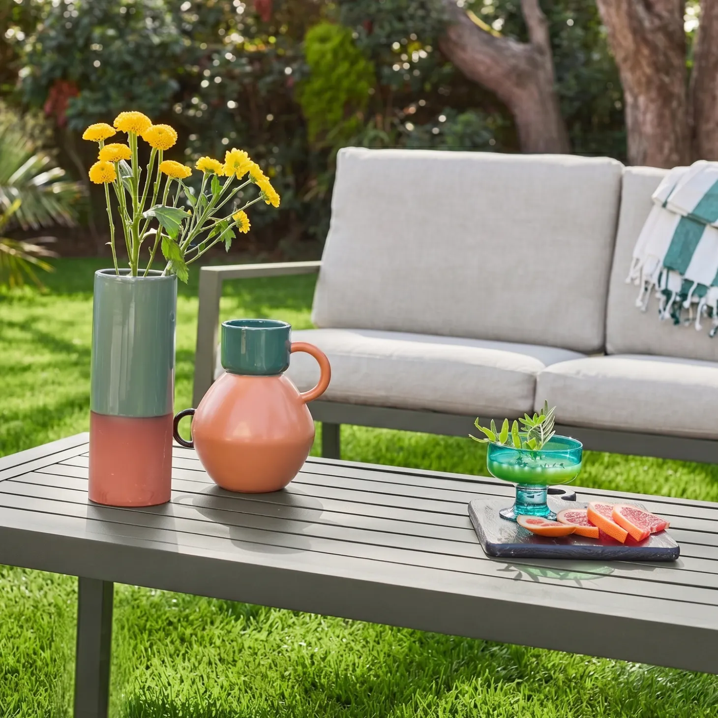 Loungeset 4 zitplaatsen aluminium