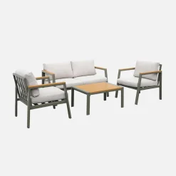 Loungeset, 4-zits, 1 bank, 2 fauteuils, 1 salontafel