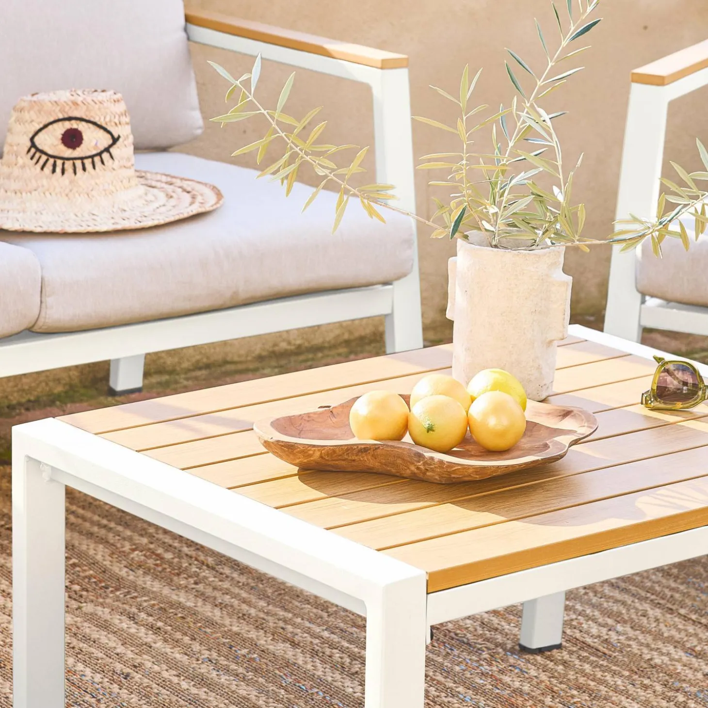 Loungeset, 4-zits, 1 bank, 2 fauteuils, 1 salontafel