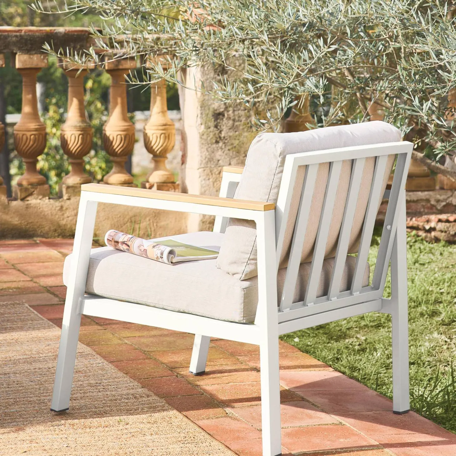Loungeset, 4-zits, 1 bank, 2 fauteuils, 1 salontafel