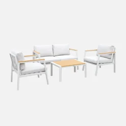 Loungeset, 4-zits, 1 bank, 2 fauteuils, 1 salontafel