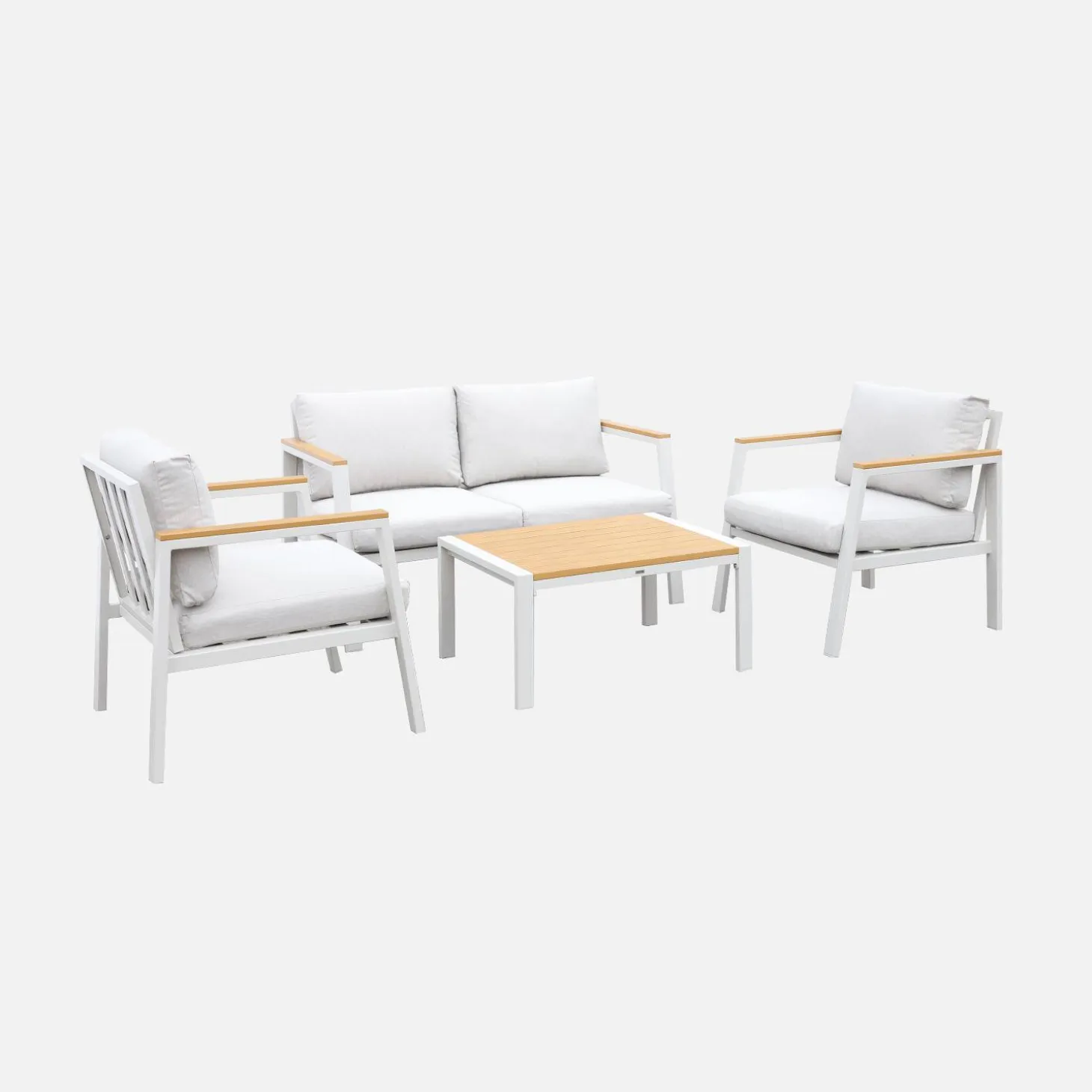 Loungeset, 4-zits, 1 bank, 2 fauteuils, 1 salontafel