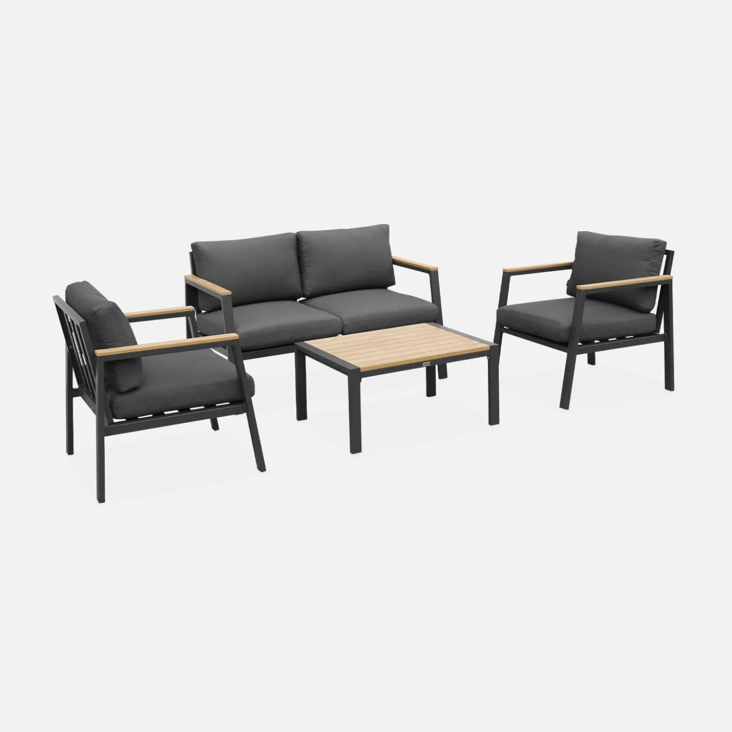 Loungeset, 4-zits, 1 bank, 2 fauteuils, 1 salontafel