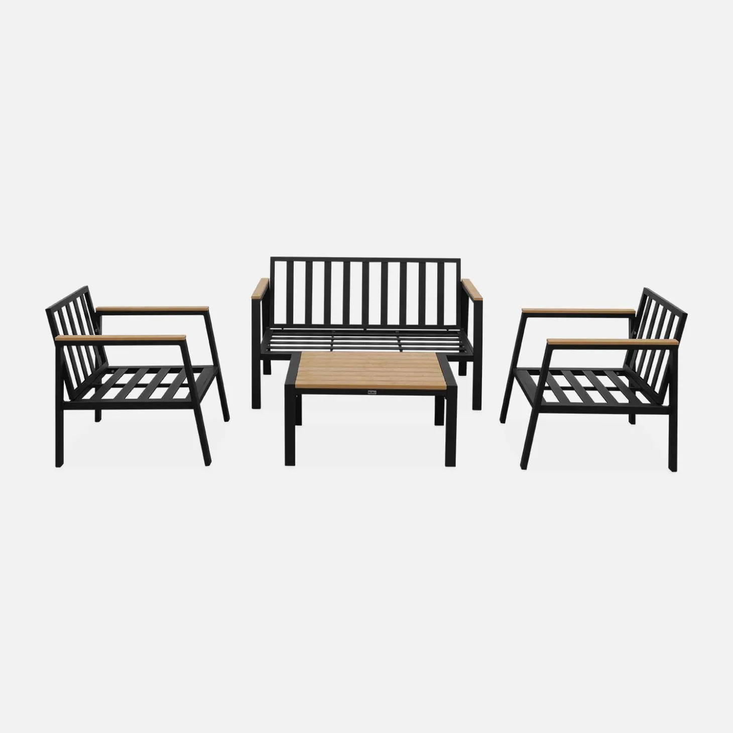 Loungeset, 4-zits, 1 bank, 2 fauteuils, 1 salontafel