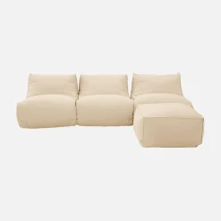 3 loungestoelen en poef voor buiten olefine