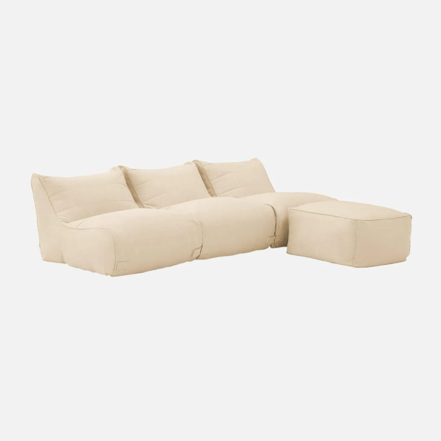 3 loungestoelen en poef voor buiten olefine