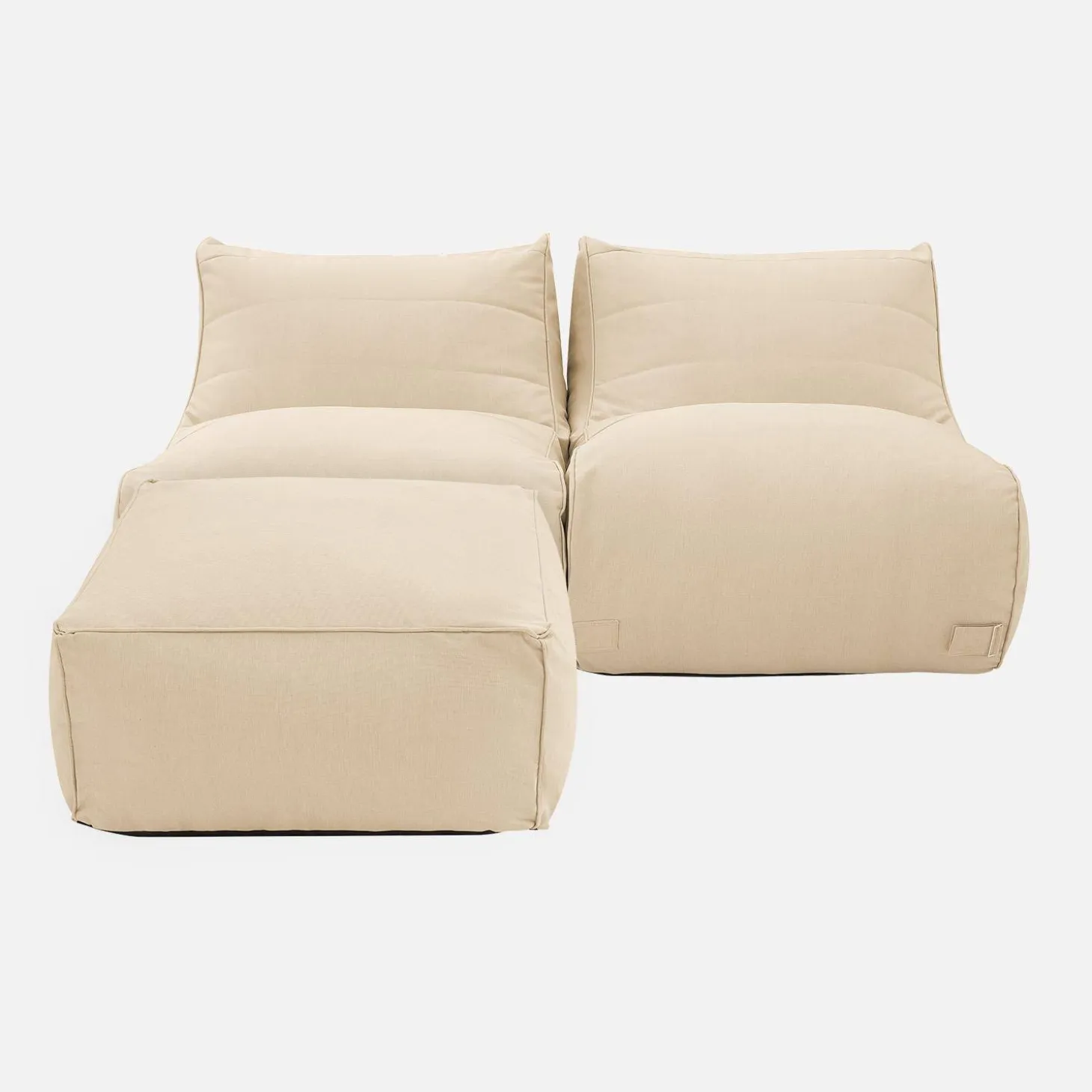 2 loungestoelen en poef voor buiten olefine