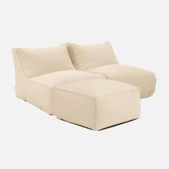 2 loungestoelen en poef voor buiten olefine
