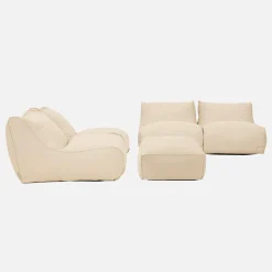 4 loungestoelen en poef voor buiten olefine