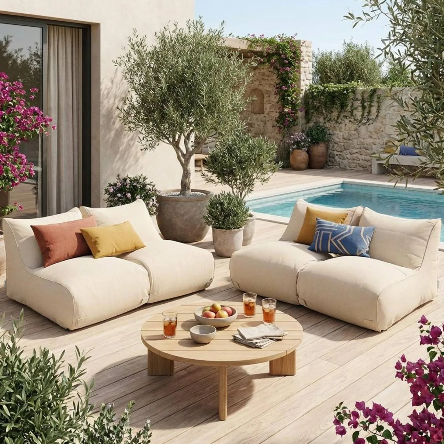 Loungestoelen voor buiten olefine (set van 4)