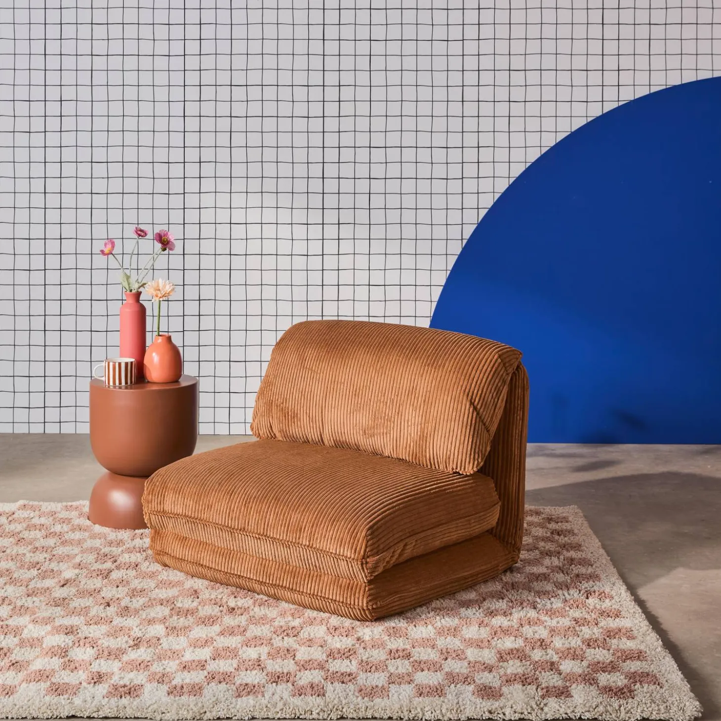Loungestoel met slaapfunctie corduroy fauteuil