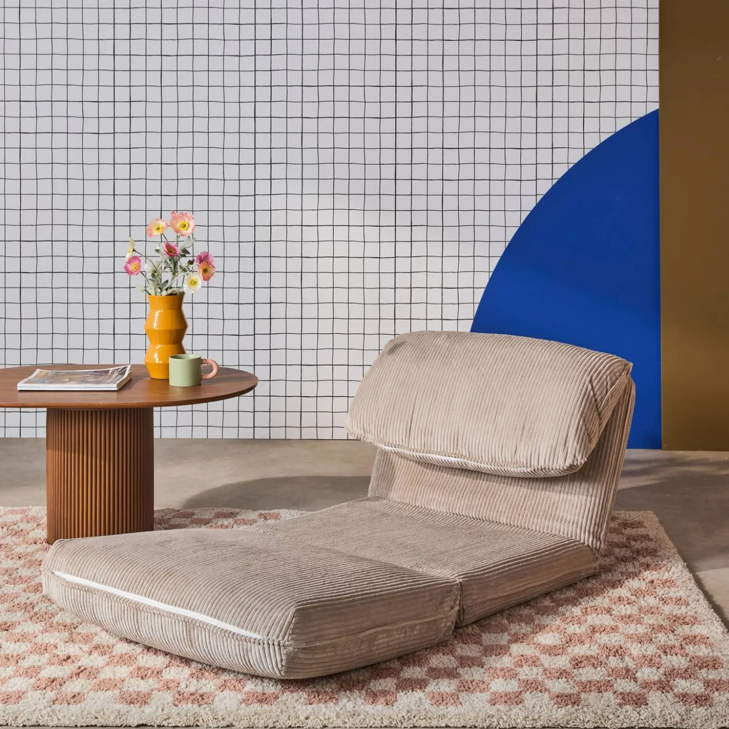 Loungestoel met slaapfunctie corduroy fauteuil