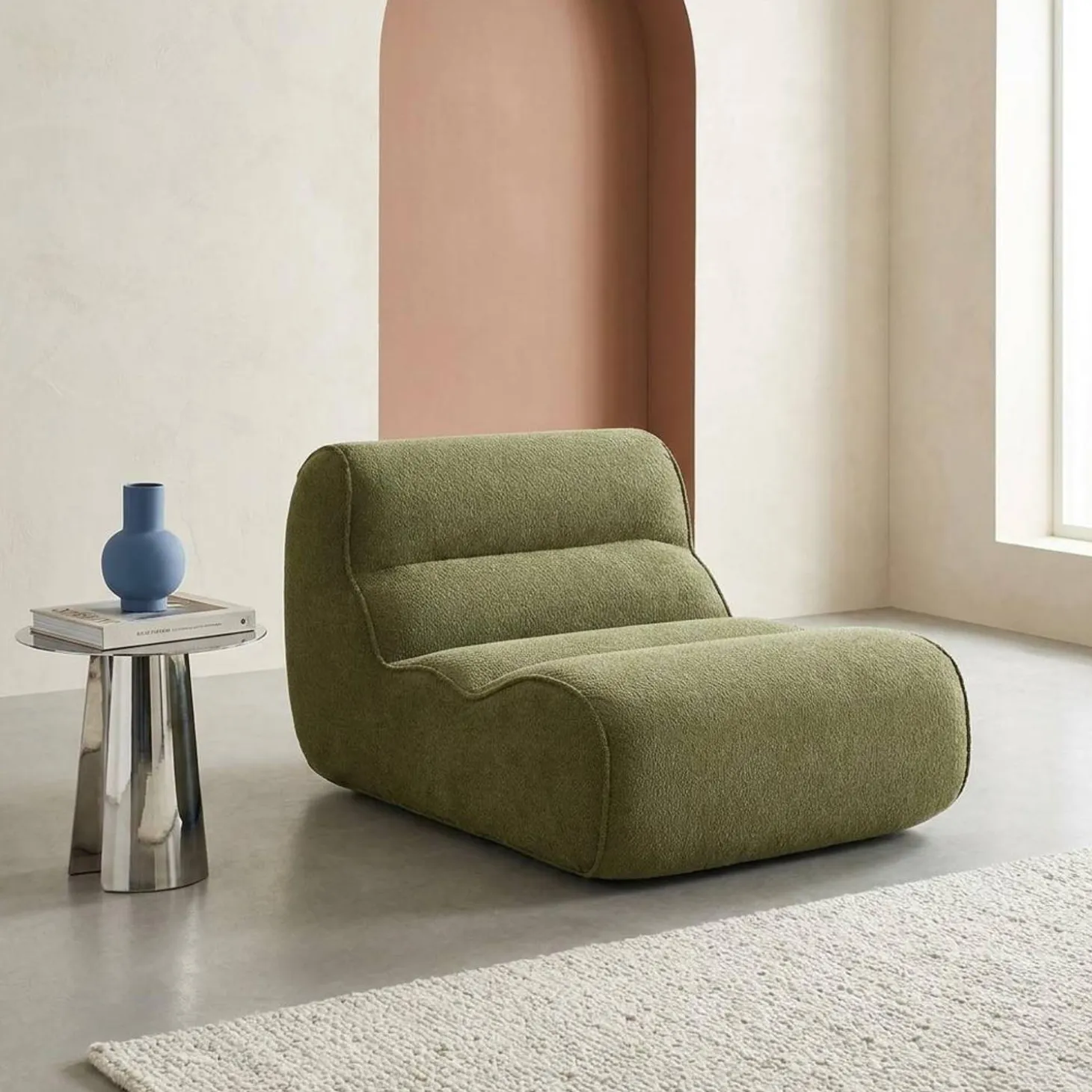 Loungestoel, 1-zits fauteuil van chenille stof