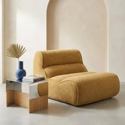 Loungestoel, 1-zits fauteuil van chenille stof