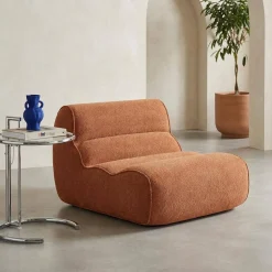 Loungestoel, 1-zits fauteuil van chenille stof