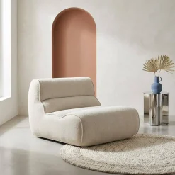 Loungestoel, 1-zits fauteuil van chenille stof