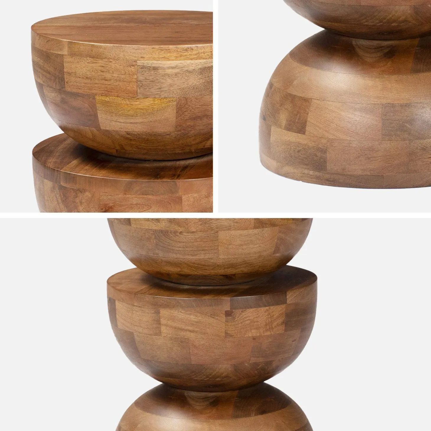 Mangohouten bijzettafel, nachtkastje, Ø30xH45cm