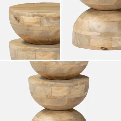 Mangohouten bijzettafel, nachtkastje, Ø30xH45cm