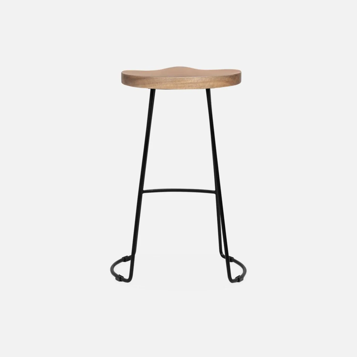 Mangohout en stalen barkruk, voetensteun, 65cm (set van 2)
