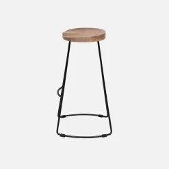 Mangohout en stalen barkruk, voetensteun, 65cm (set van 2)