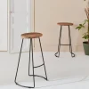 Mangohout en stalen barkruk, voetsteun, 75cm (set van 2)