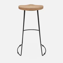 Mangohout en stalen barkruk, voetsteun, 75cm (set van 2)