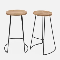 Mangohout en stalen barkruk, voetsteun, 75cm (set van 2)