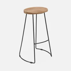 Mangohout en stalen barkruk, voetsteun, 75cm (set van 2)
