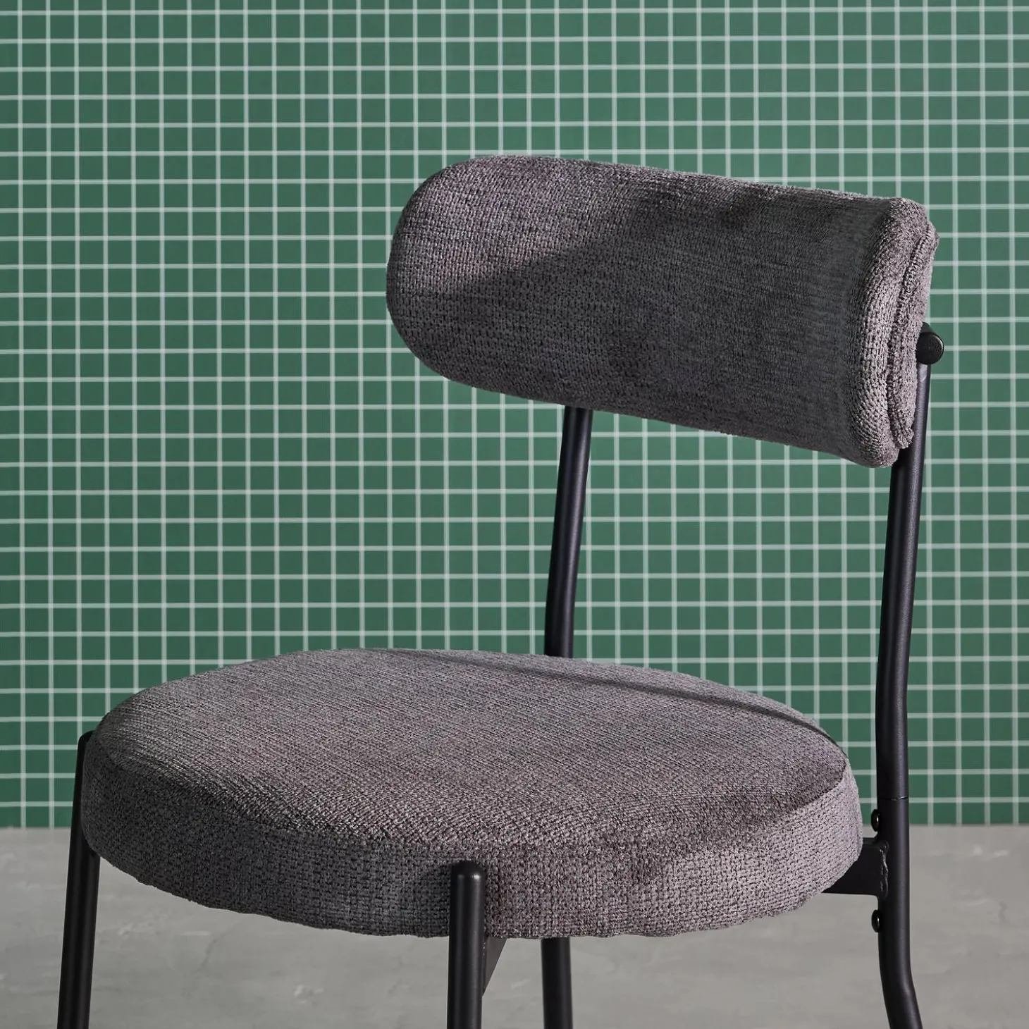 Metaal en chenille stof stoel (set van 2)