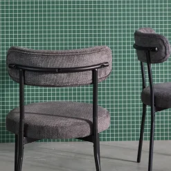 Metaal en chenille stof stoel (set van 2)