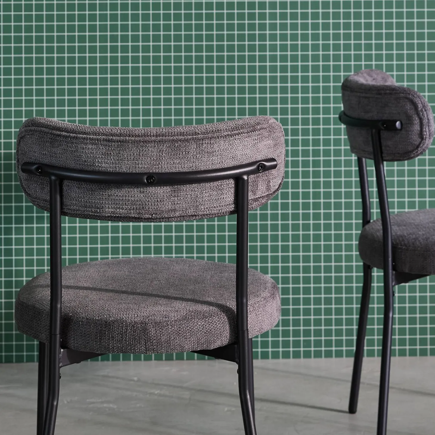 Metaal en chenille stof stoel (set van 2)
