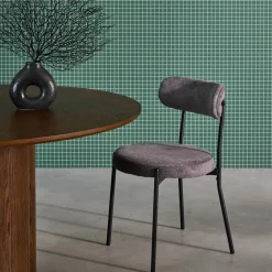 Metaal en chenille stof stoel (set van 2)