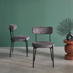 Metaal en chenille stof stoel (set van 2)