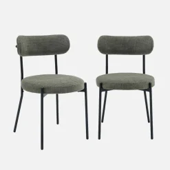 Metaal en chenille stof stoel (set van 2)