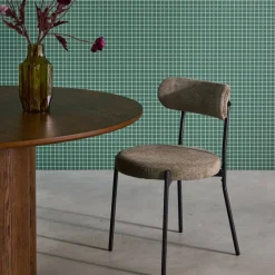 Metaal en chenille stof stoel (set van 2)