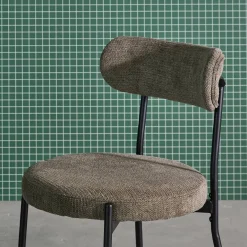 Metaal en chenille stof stoel (set van 2)