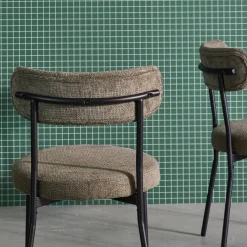 Metaal en chenille stof stoel (set van 2)
