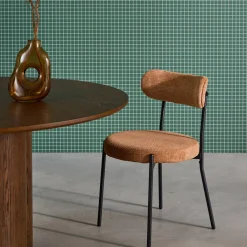 Metaal en chenille stof stoel (set van 2)